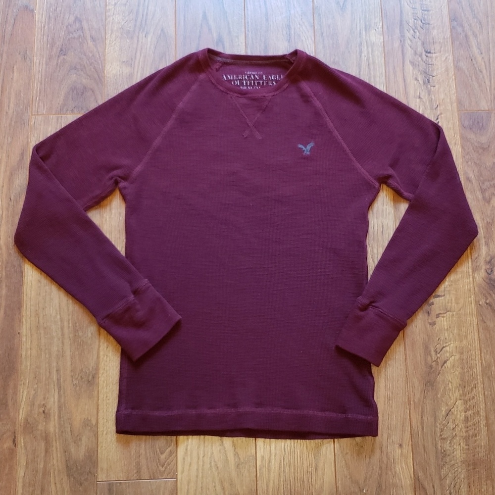 AE Men's Maroon Vintage Fit Thermal Sweater Sz M